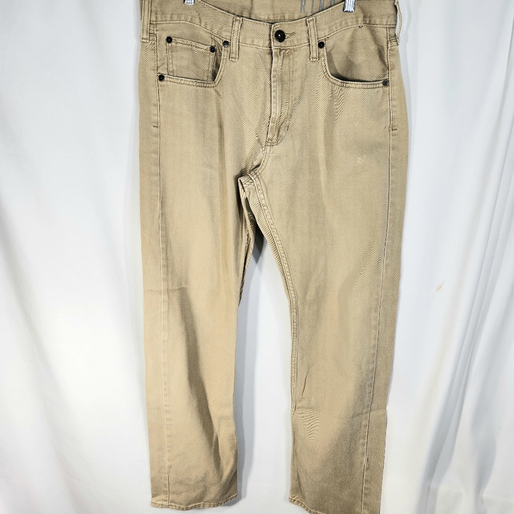 Bullhead Rincon Slim Straight Tan Five Pocket 100% Cotton Jeans Size 34 x 32